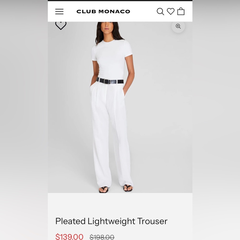 Club Monaco Pants Women's Sz 2 High Rise Wide Leg Pleated Trousers NWOT